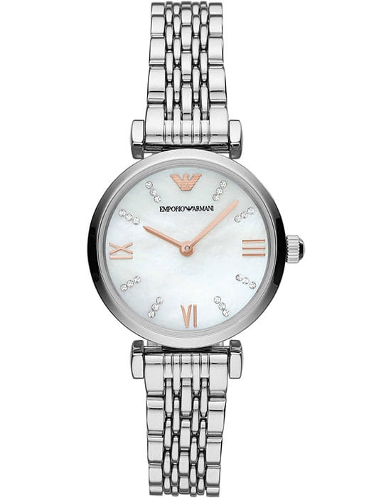 Emporio Armani Emporio Armani AR11204  AR11204 кварцевые женские часы перламутровый циферблат, браслет нержавеющая сталь — вид спереди