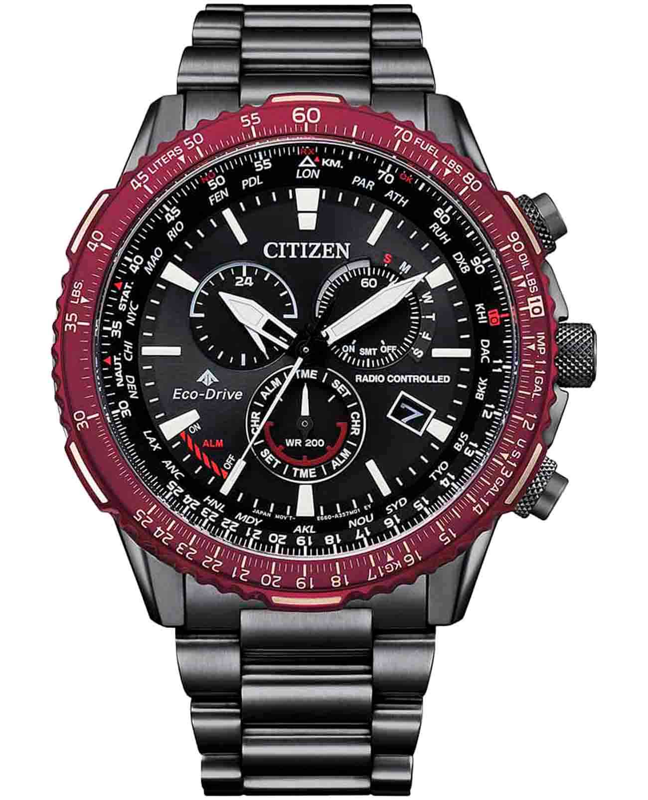 Citizen Citizen Promaster CB5009-55E  CB5009-55E кварцевые мужские часы черный циферблат, браслет нержавеющая сталь с ip-покрытием — вид спереди