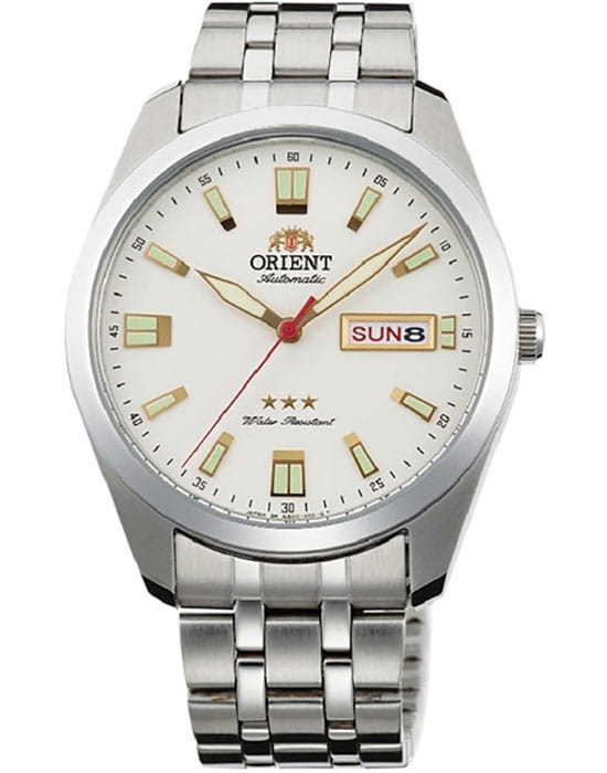 Orient Orient RA-AB0020S (RN-AB0020S)  RA-AB0020S механические мужские часы белый циферблат, браслет нержавеющая сталь — вид спереди