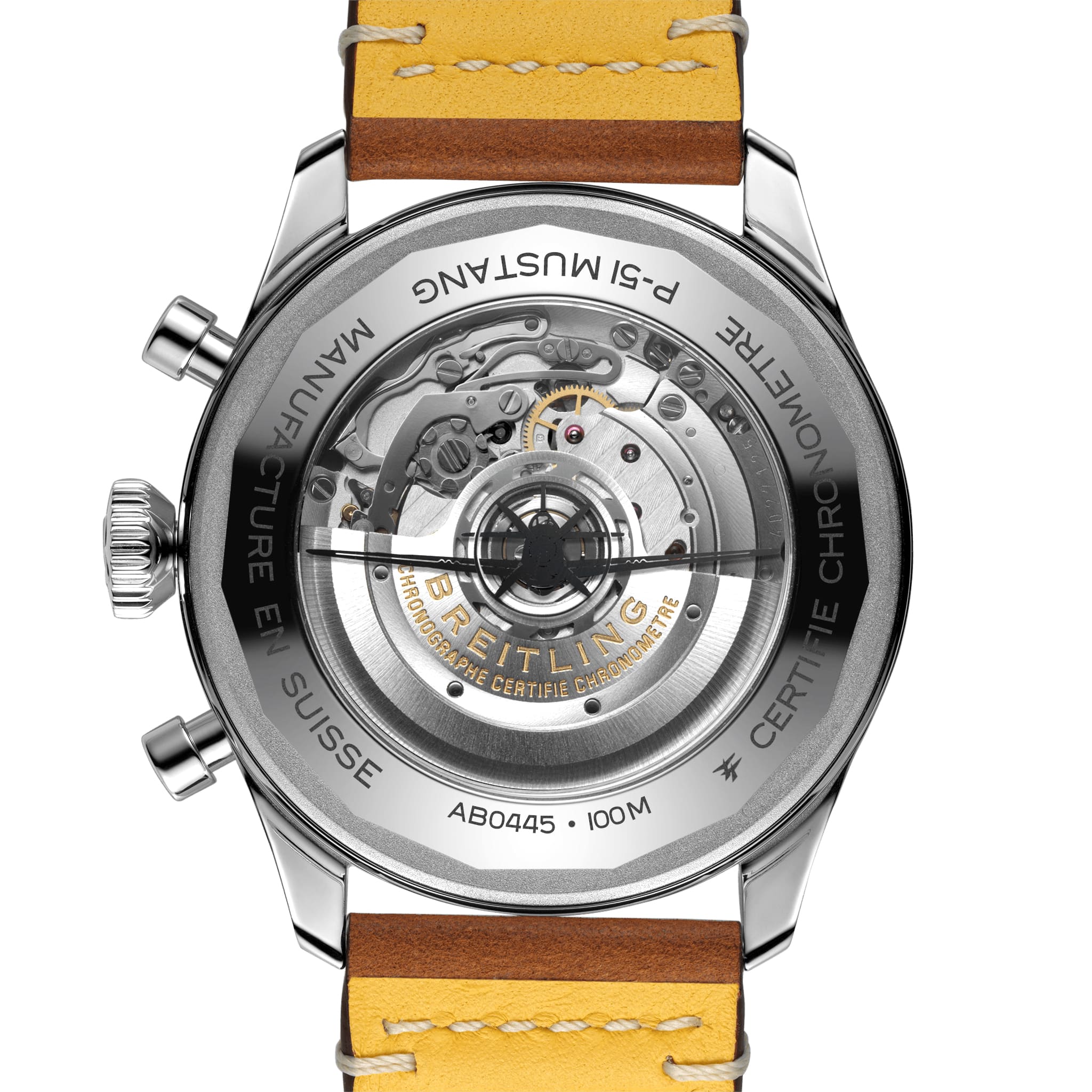 Оригинальные часы Breitling Breitling Super Avi B04 Chronograph GMT 46 P-51 Mustang AB04453A1B1X1 механические калибр механизма мануфактурный механизм breitling caliber b04 общий вид