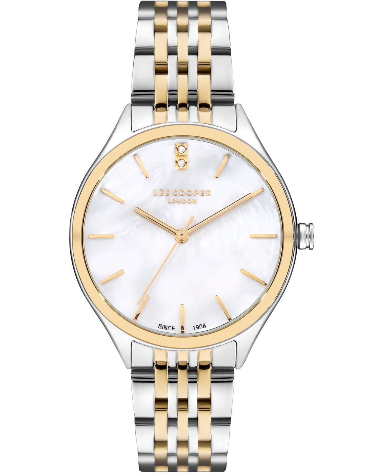 Lee Cooper Lee Cooper LC07821.220  LC07821.220 кварцевые женские часы перламутровый циферблат, браслет нержавеющая сталь с ip-покрытием — вид спереди