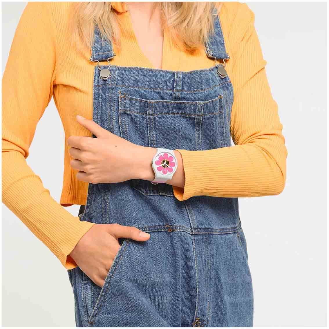 Swatch Swatch New Gent Bioceramic Standard SO32M104 женские часы розовый циферблат на запястье