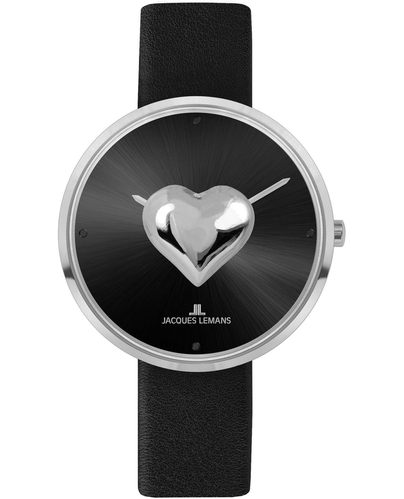 Jacques Lemans Jacques Lemans  Design Collection 1-2092B  1-2092B кварцевые женские часы черный циферблат, браслет кожаный — вид спереди