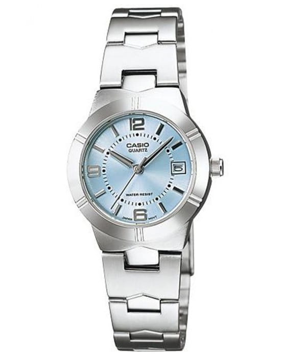 Casio Casio Collection LTP-1241D-2A  LTP-1241D-2A кварцевые женские часы голубой циферблат, браслет нержавеющая сталь — вид спереди