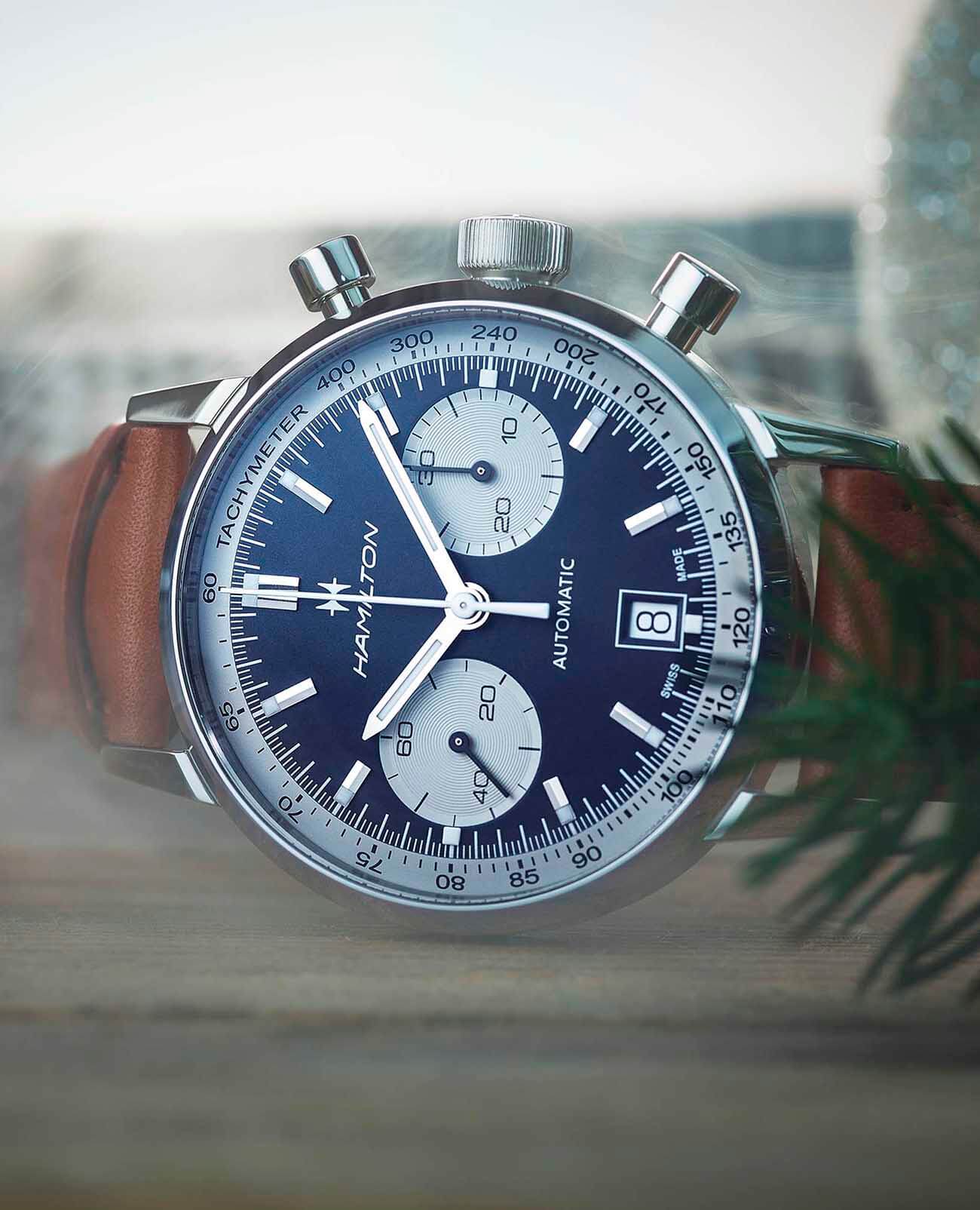 Hamilton Hamilton American Classic Intra-Matic Auto Chrono H38416541  — детали корпуса и кожаный
