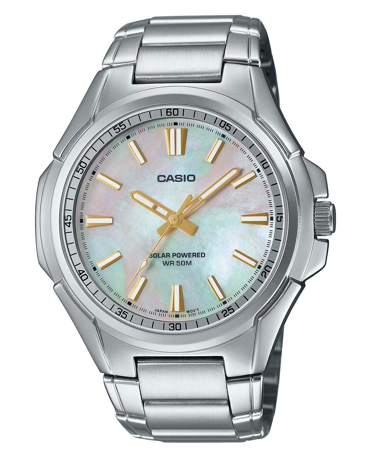 Casio Casio Collection MTP-RS100S-7A  MTP-RS100S-7A кварцевые мужские часы перламутровый циферблат, браслет нержавеющая сталь — вид спереди