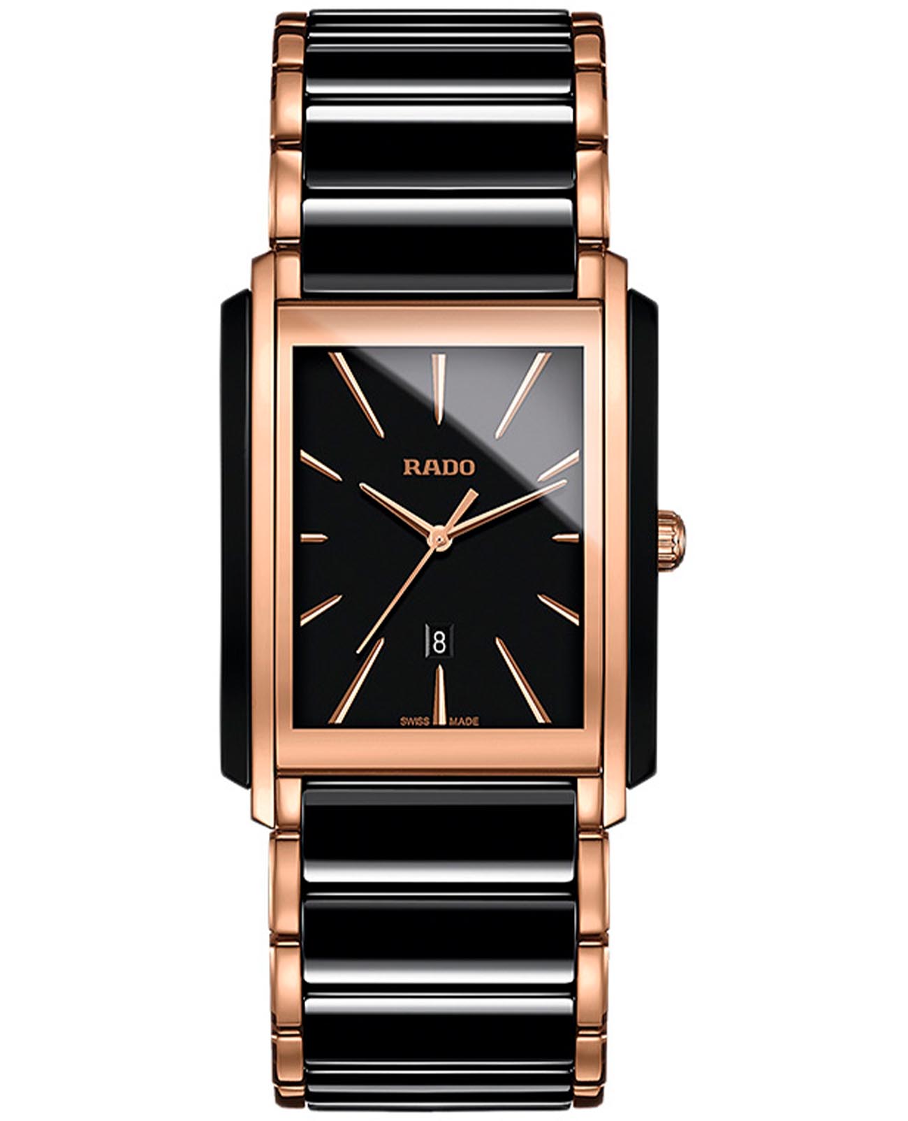 Rado Rado Integral R20962152  R20962152 кварцевые мужские часы коричневый циферблат, браслет сталь + pvd + керамика — вид спереди