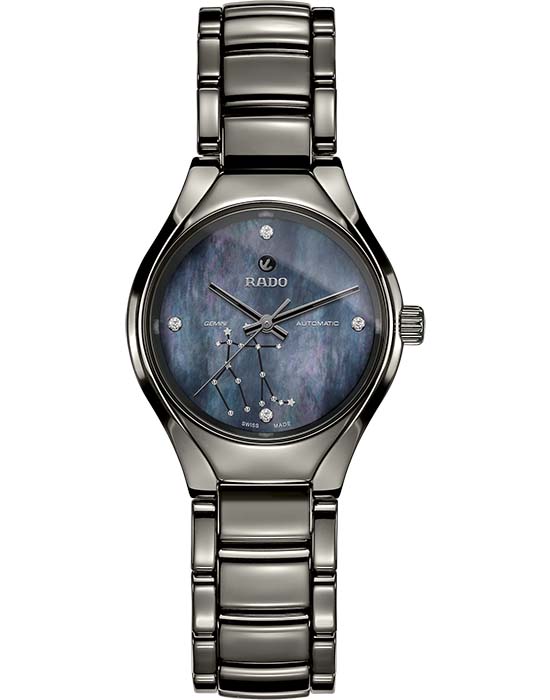 Rado Rado True Star Sign - Gemini R27243862 Automatic R27243862 механические женские часы перламутровый циферблат, браслет плазменная керамика — вид спереди