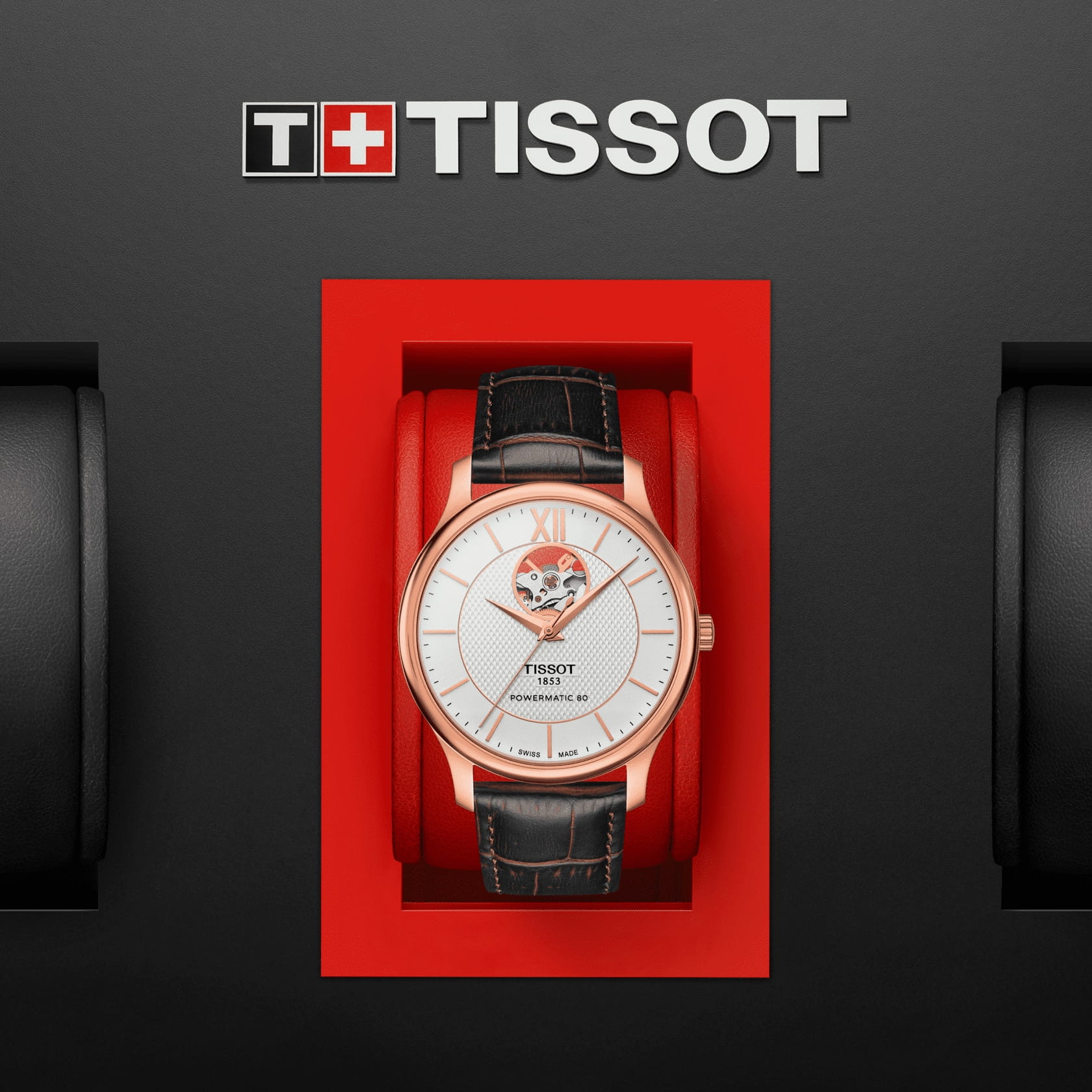 Оригинальные часы Tissot Tissot Tradition Powermatic 80 Open Heart T063.907.36.038.00 механические калибр механизма powermatic 80.601 общий вид