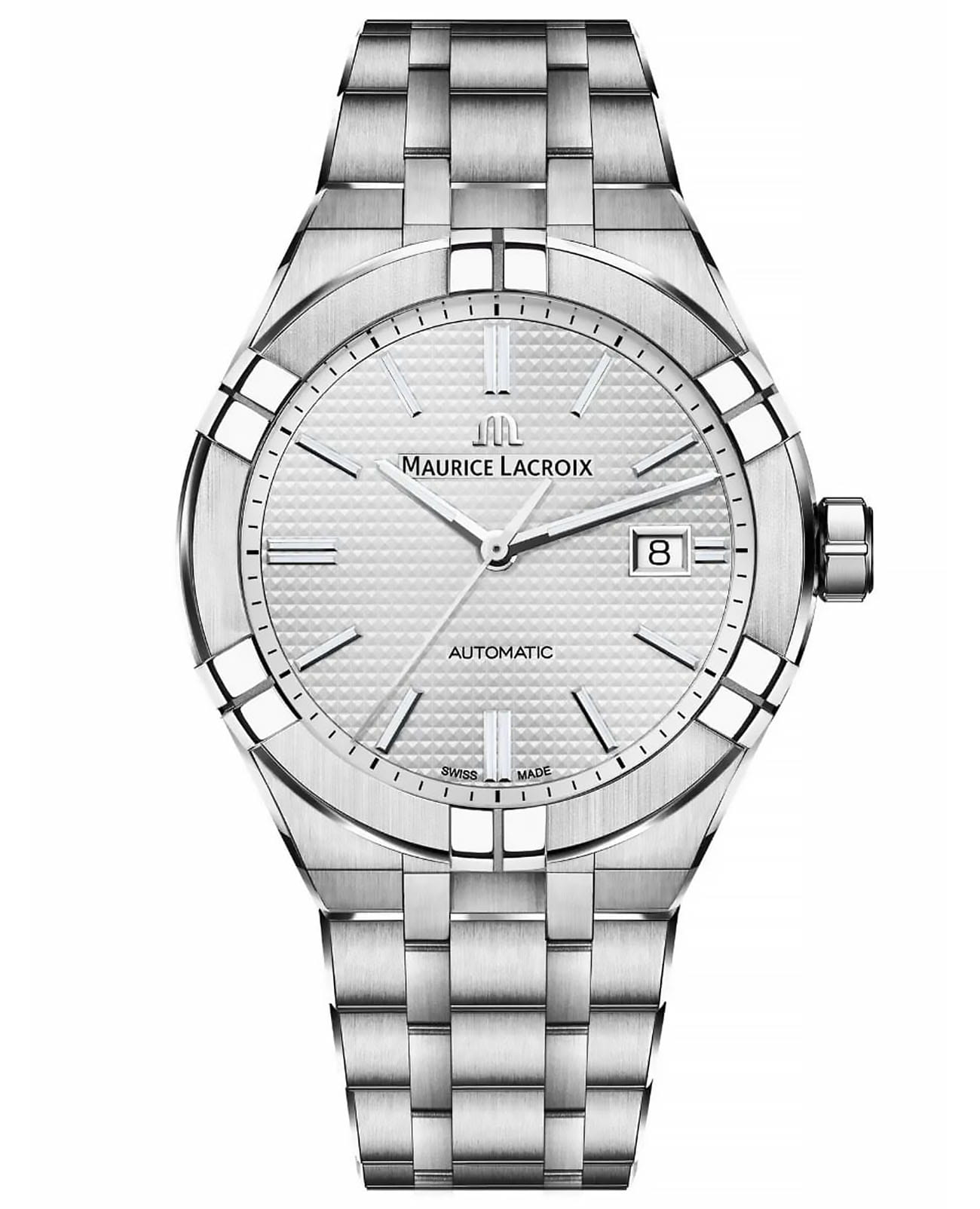 Maurice Lacroix Maurice Lacroix Aikon Automatic AI6008-SS002-130-1  AI6008-SS002-130-1 механические мужские часы бежевый циферблат, браслет нержавеющая сталь — вид спереди