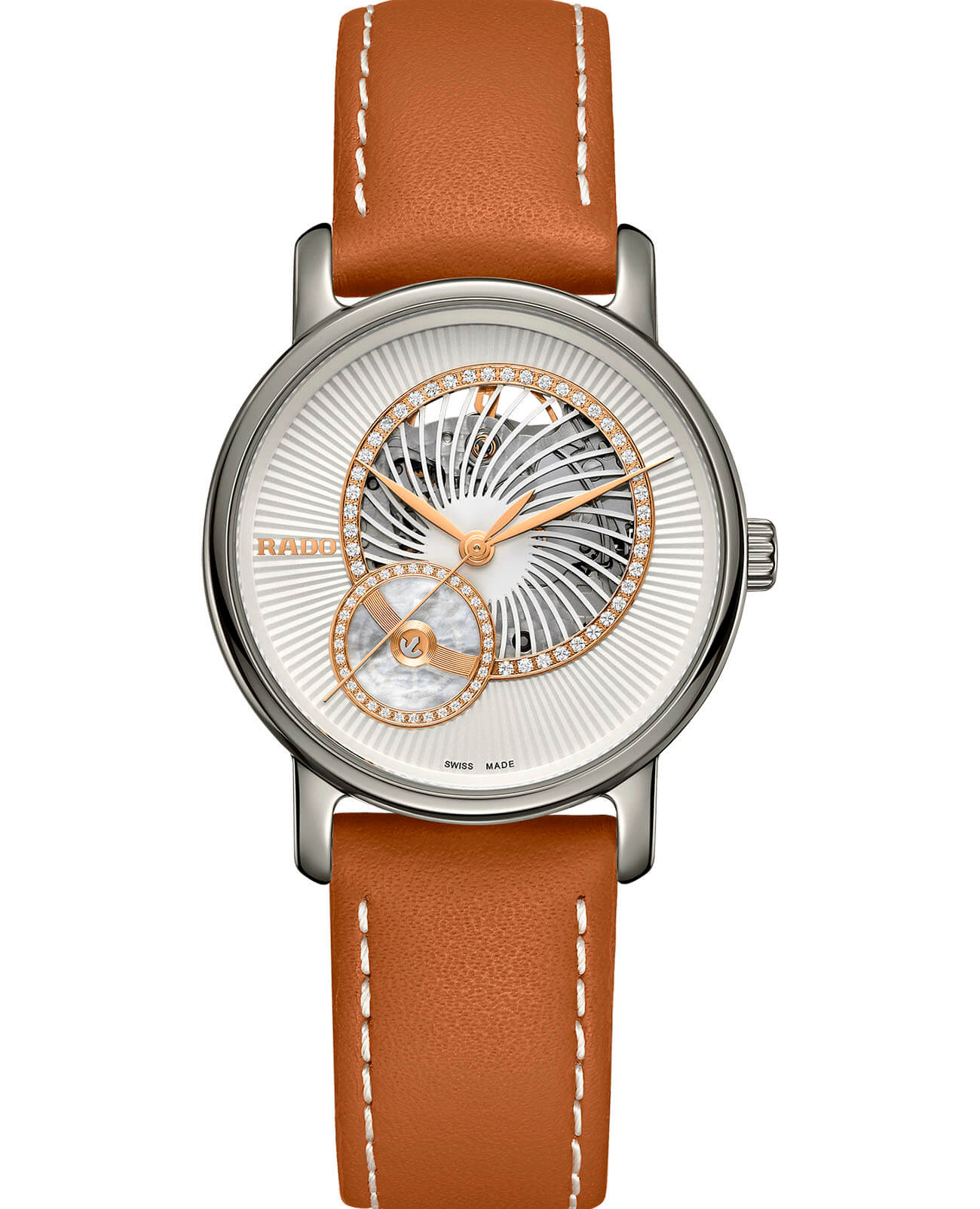 Rado Rado Diamaster Automatic Open Heart R14056945 Automatic R14056945 механические женские часы перламутровый циферблат, браслет кожаный — вид спереди