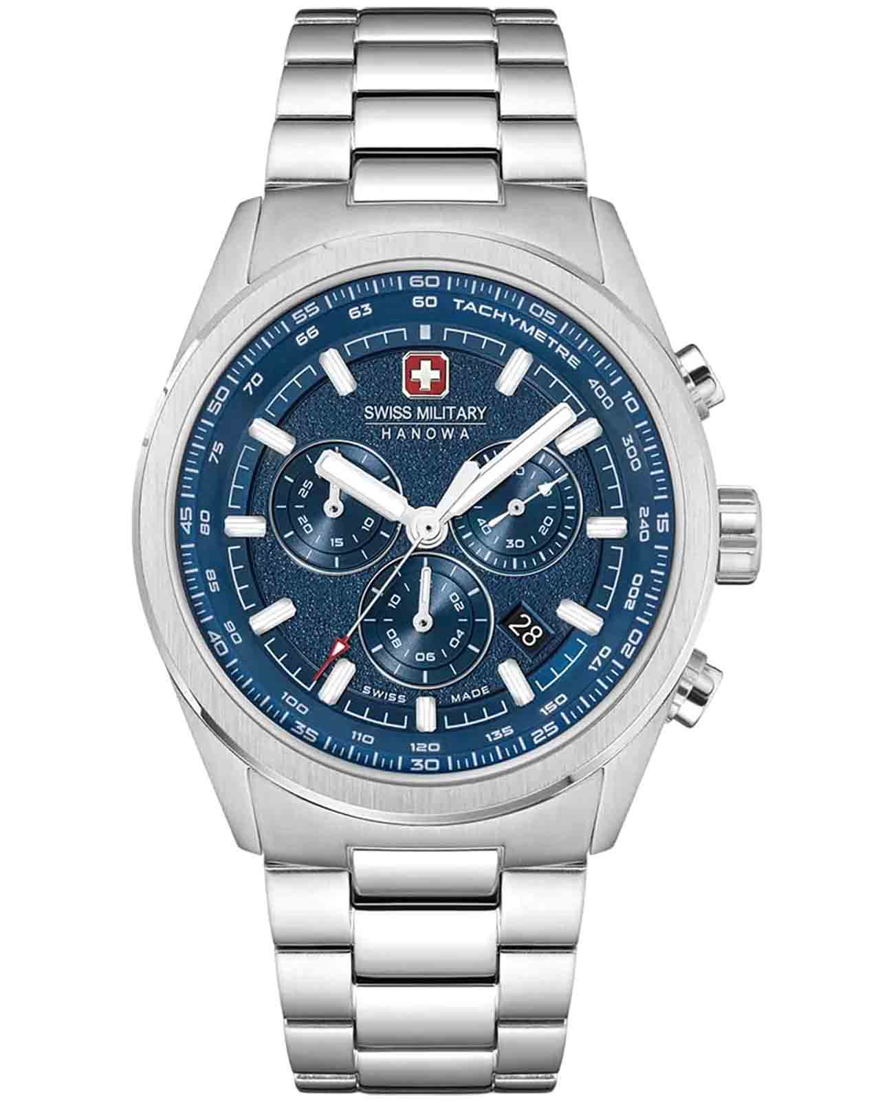 Swiss Military Hanowa Swiss Military Hanowa Navalus SMWGI0004205  SMWGI0004205 кварцевые мужские часы синий циферблат, браслет нержавеющая сталь — вид спереди