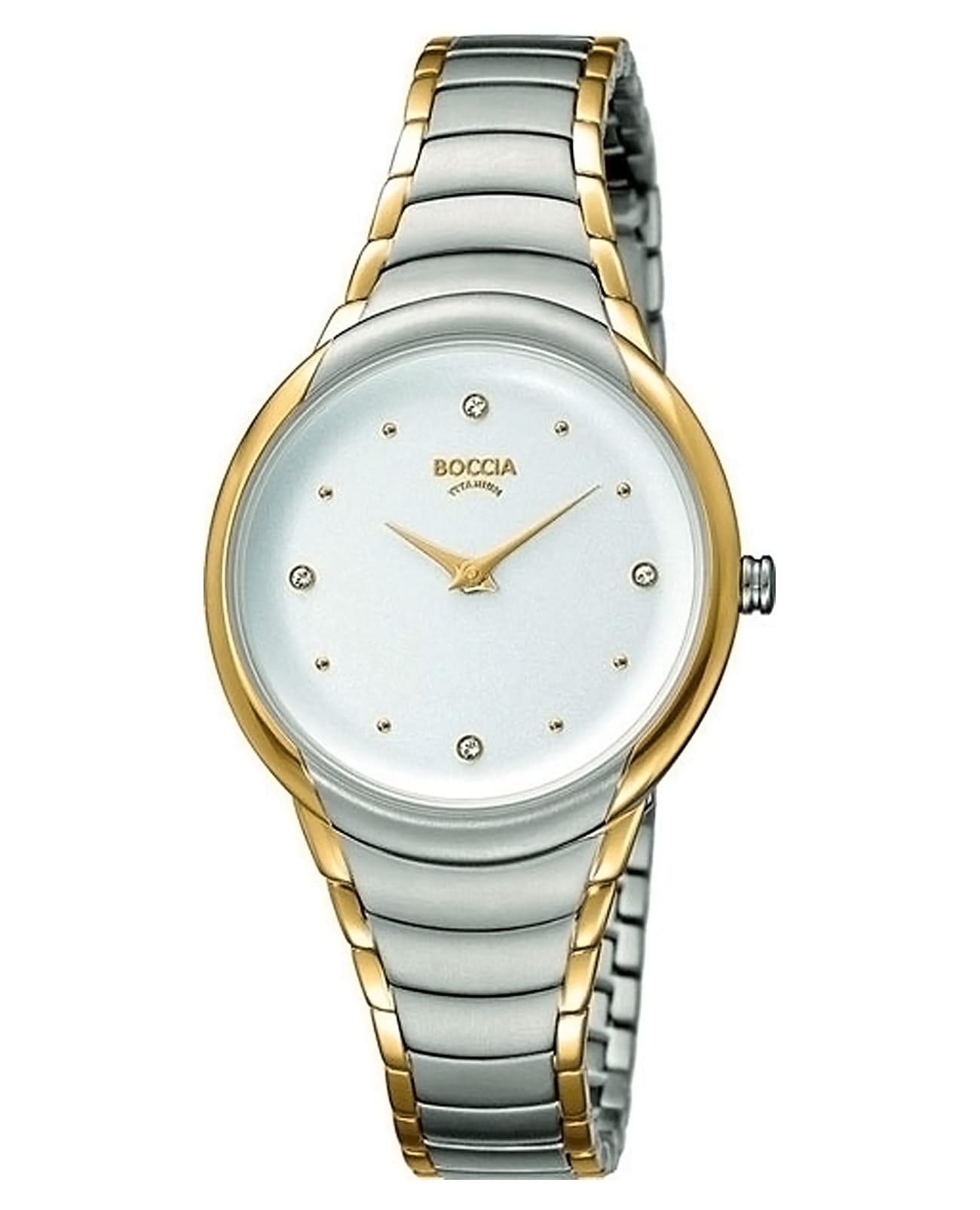 Boccia Titanium Boccia Titanium Circle-Oval 3276-10  3276-10 кварцевые женские часы белый циферблат, браслет титановый c pvd покрытием — вид спереди