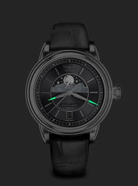 Aviator Aviator Douglas MoonFlight V.1.33.0.254.4 женские часы черный циферблат на запястье