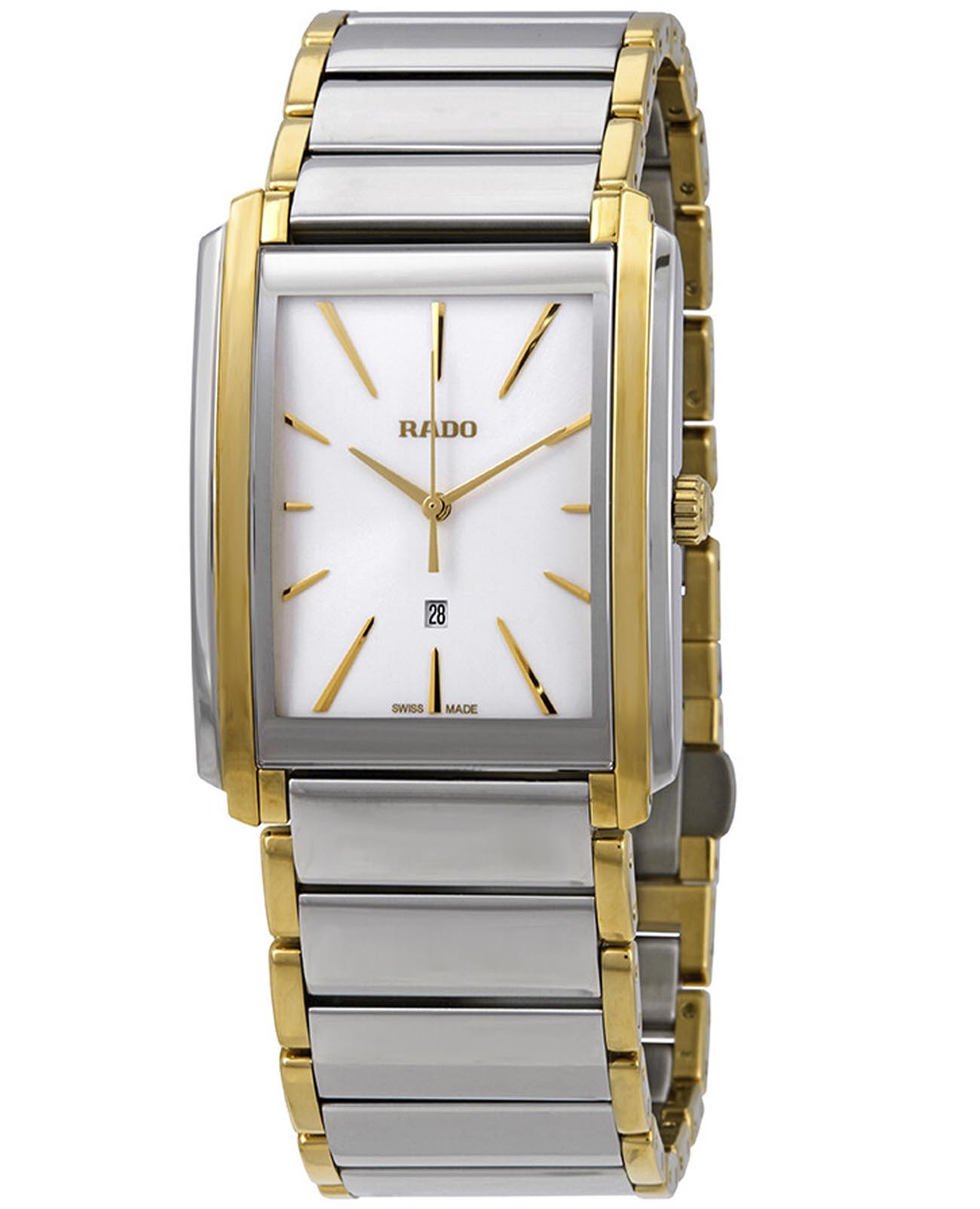 Rado Rado Integral R20996103  R20996103 кварцевые женские часы белый циферблат, браслет сталь c pvd покрытием — вид спереди