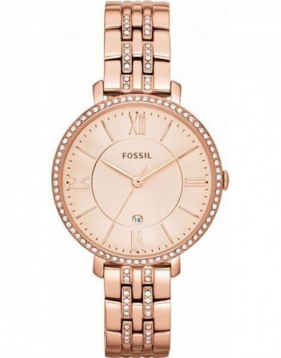 Fossil Fossil Carlie  ES3546  ES3546 кварцевые женские часы золотой циферблат, браслет сталь c pvd покрытием — вид спереди