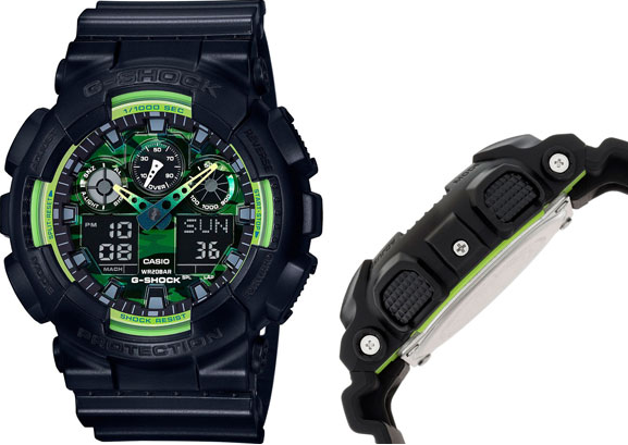 Casio Casio G-Shock GA-100LY-1A GA-100, наручные мужские часы фото под углом