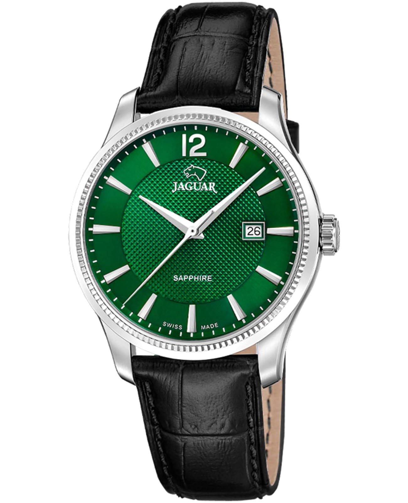 Jaguar Jaguar Classic J1042/6  J1042/6 кварцевые мужские часы зеленый циферблат, браслет кожаный — вид спереди