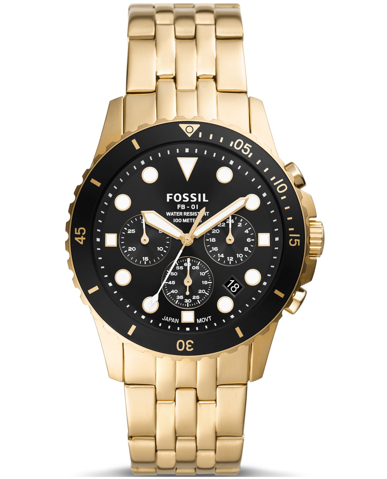 Fossil Fossil Bannon  FS5836  FS5836 кварцевые мужские часы черный циферблат, браслет нержавеющая сталь — вид спереди
