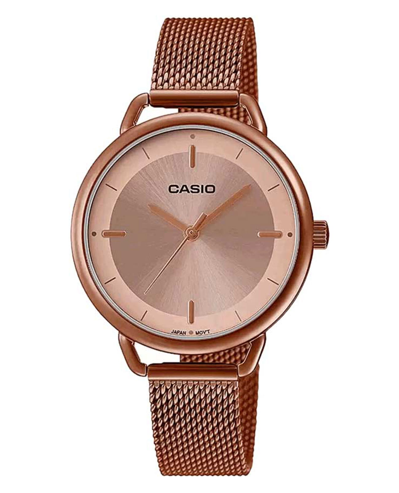 Casio Casio Collection LTP-E413MR-9A  LTP-E413MR-9A кварцевые женские часы золотой циферблат, браслет сталь с ip покрытием — вид спереди