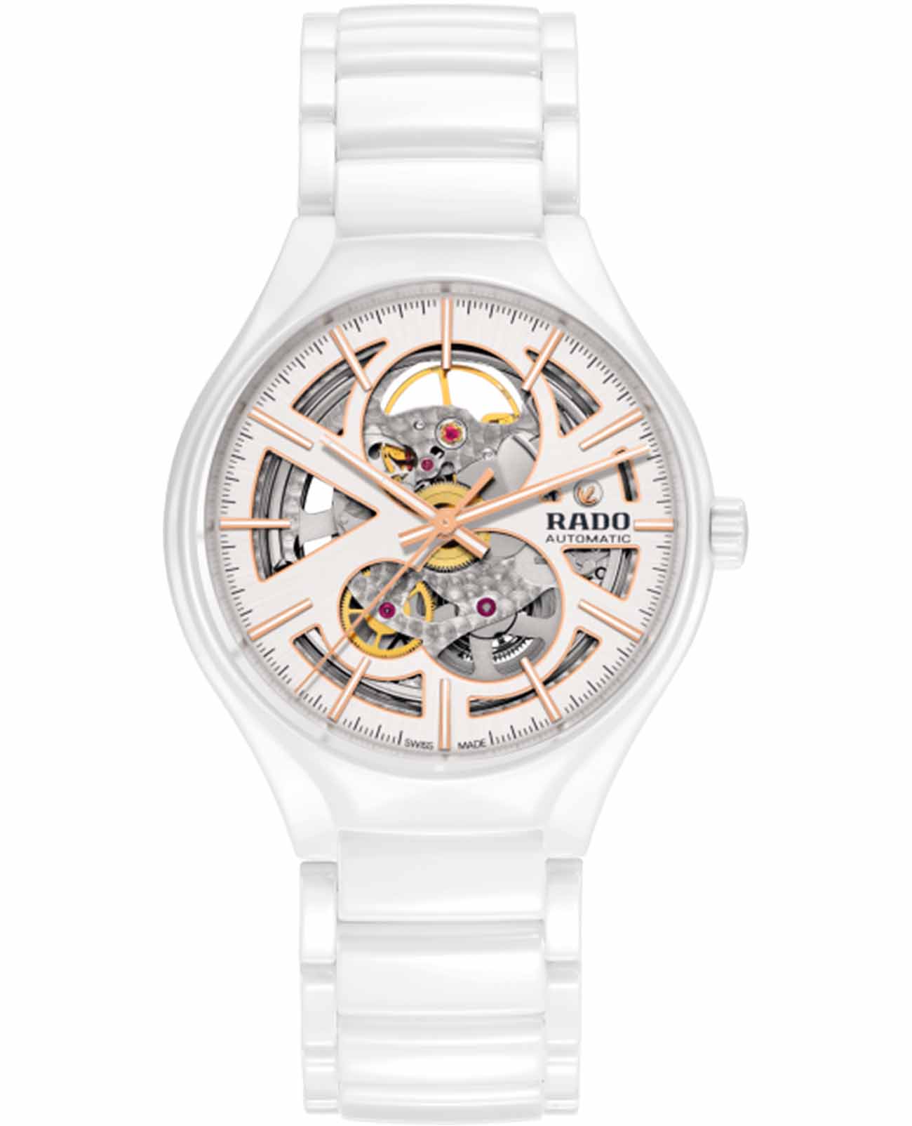 Rado Rado True Open Heart R27106922 Automatic R27106922 механические мужские часы белый циферблат, браслет высокотехнологичная керамика + титан — вид спереди