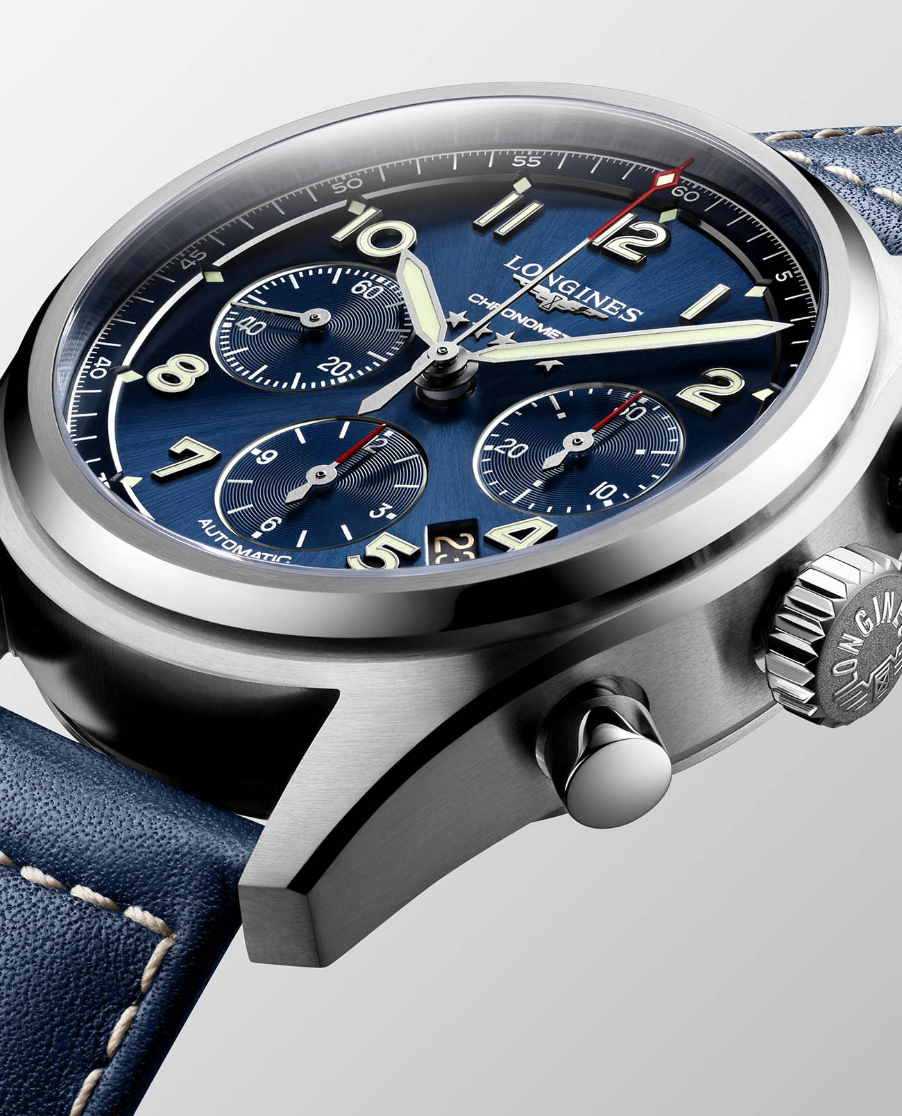 Longines Longines Spirit L3.820.4.93.0 мужские часы синий циферблат на запястье