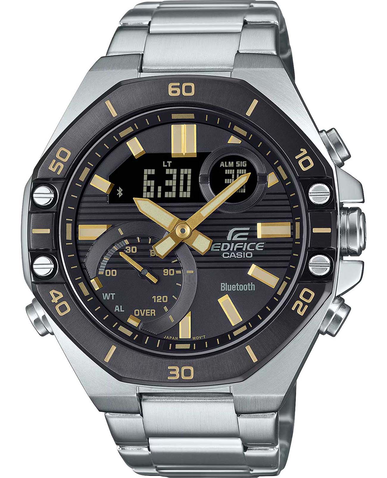 Casio Casio Edifice ECB-10DB-1A9 ECB ECB-10DB-1A9 кварцевые мужские часы  циферблат, браслет нержавеющая сталь — вид спереди