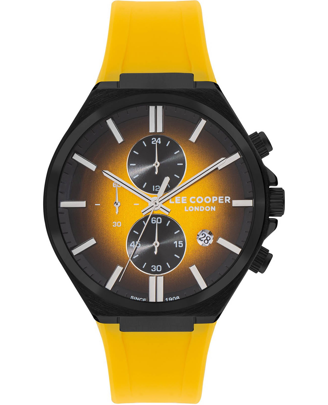 Lee Cooper Lee Cooper LC07854.657  LC07854.657 кварцевые мужские часы черный циферблат, браслет каучук — вид спереди