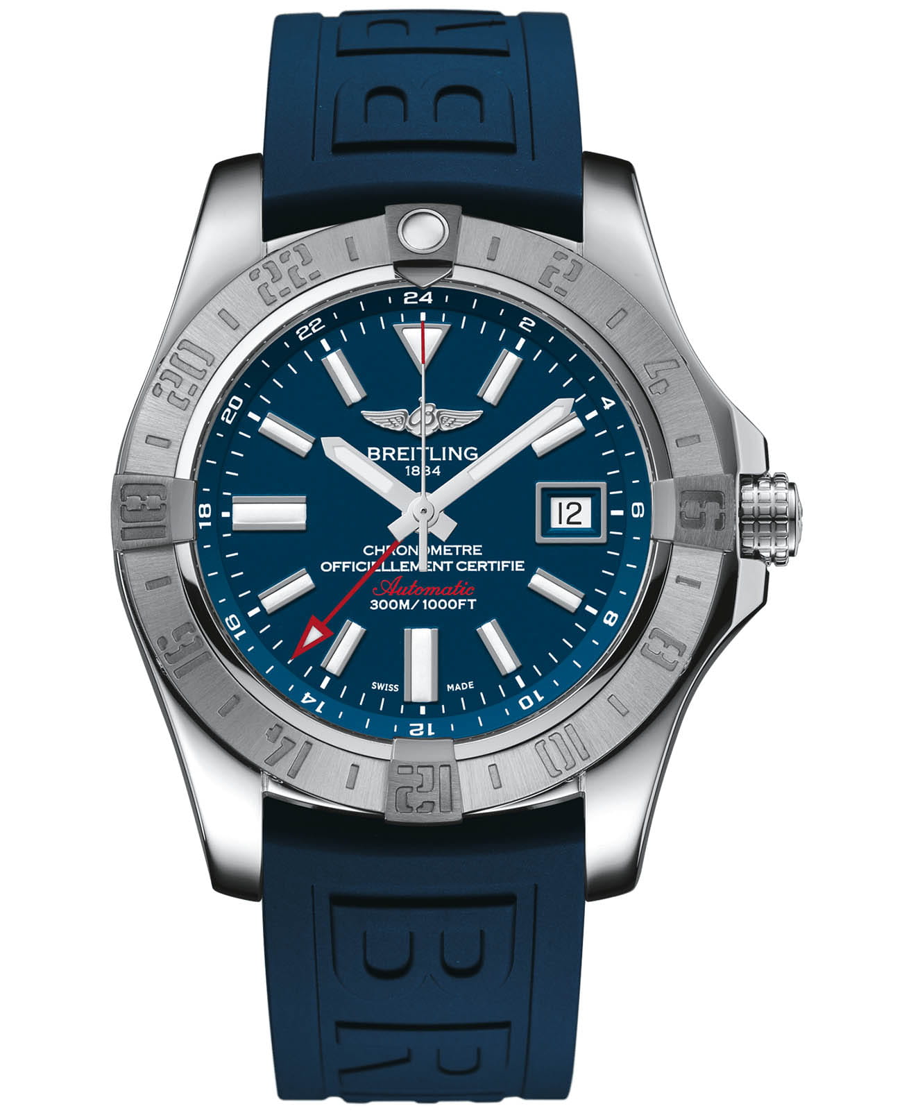 Breitling Breitling Avenger II GMT A32390111C1S2  A32390111C1S2 механические мужские часы синий циферблат, браслет каучук — вид спереди