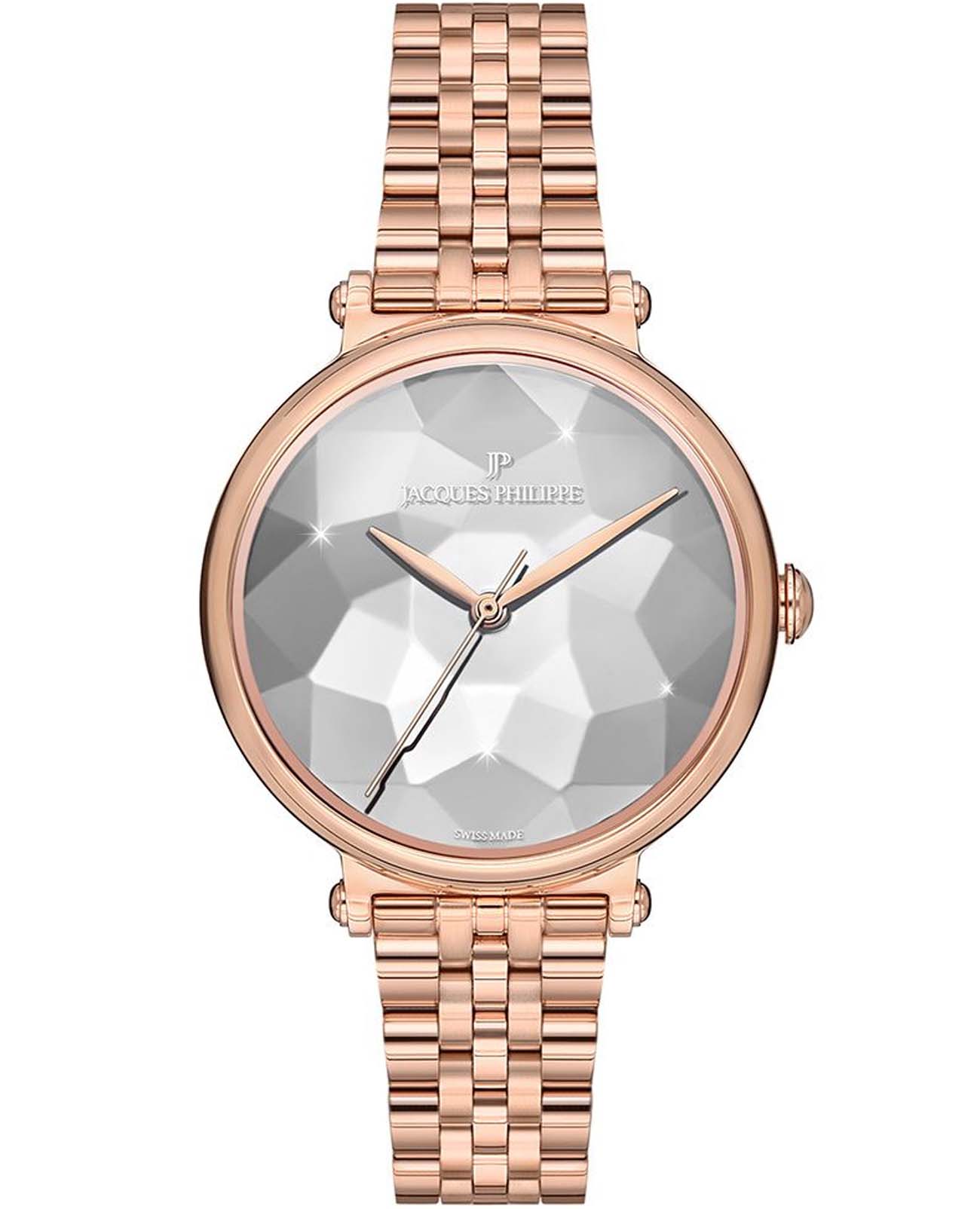 Jacques Philippe Jacques Philippe Cosmo JPQLS1133X5  JPQLS1133X5 кварцевые женские часы серебристый циферблат, браслет нержавеющая сталь с ip-покрытием — вид спереди