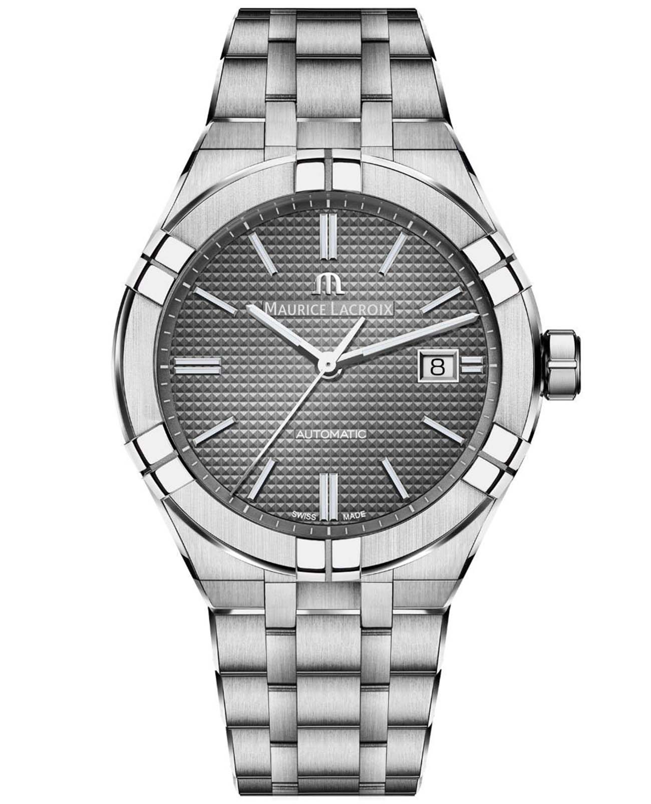 Maurice Lacroix Maurice Lacroix Aikon Automatic AI6008-SS002-230-1  AI6008-SS002-230-1 механические мужские часы серый циферблат, браслет нержавеющая сталь — вид спереди