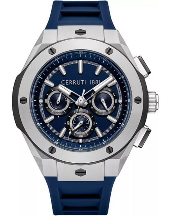Cerruti 1881 Cerruti 1881 Ruscello CIWGQ0085602  CIWGQ0085602 кварцевые мужские часы синий циферблат, браслет силикон — вид спереди