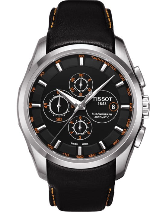 Tissot Tissot Couturier Automatic Chronograph T035.627.16.051.01 Couturier T0356271605101 механические мужские часы черный циферблат, браслет кожаный — вид спереди