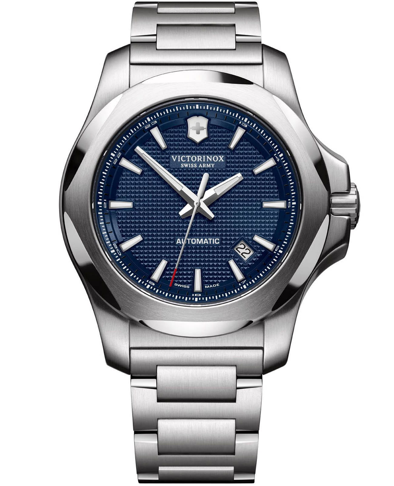 Victorinox Victorinox I.N.O.X. MECHANICAL 241835  241835 механические мужские часы синий циферблат, браслет нержавеющая сталь — вид спереди