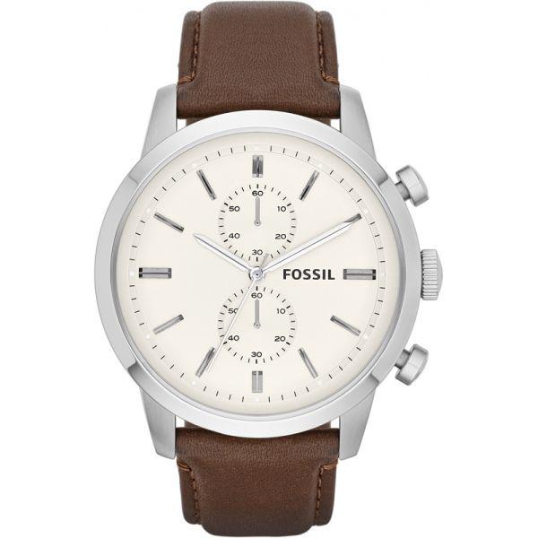 Fossil Fossil Bannon  FS4865  FS4865 кварцевые мужские часы белый циферблат, браслет кожа + текстиль — вид спереди