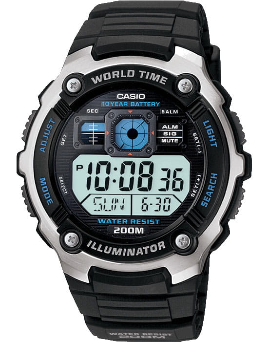 Casio Casio Collection AE-2000W-1AVDF (AE-2000W-1A)  AE-2000W-1A кварцевые мужские часы серый циферблат, браслет пластик — вид спереди