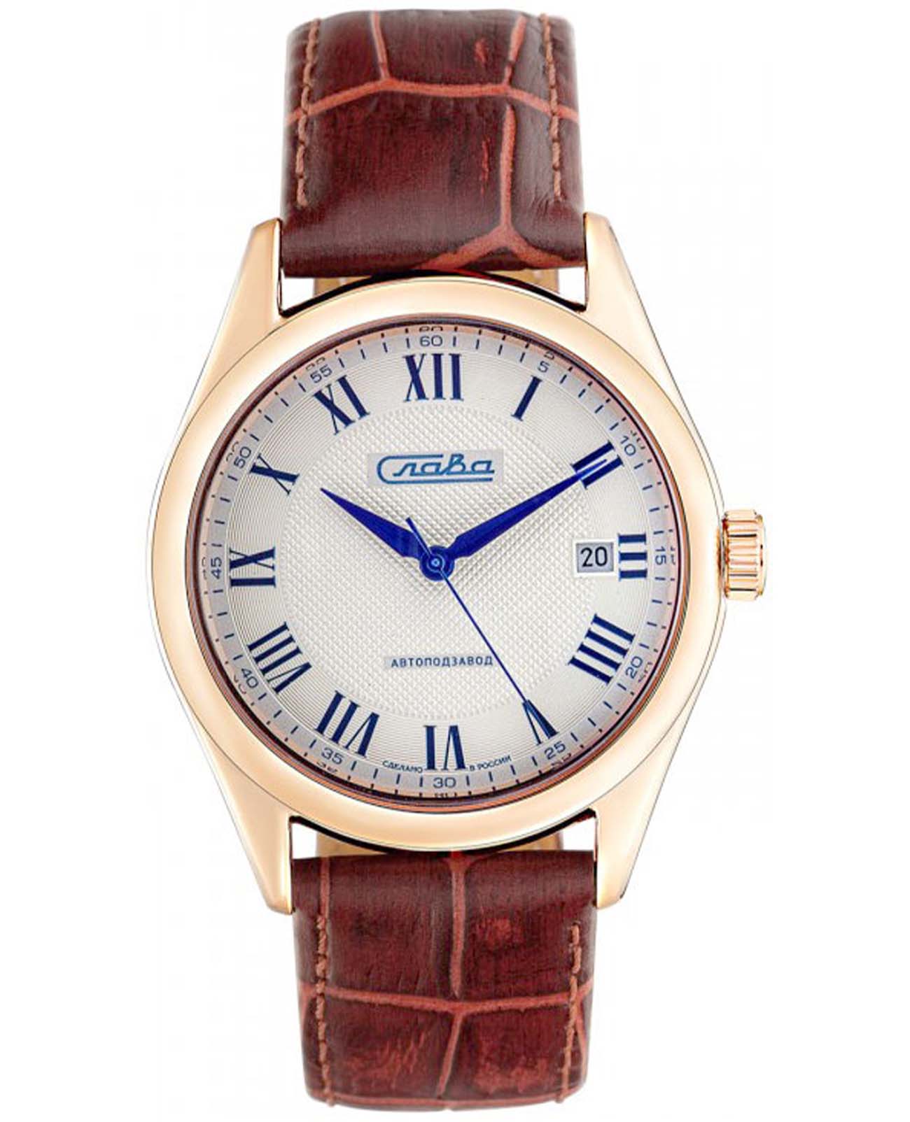 Слава Слава Премьер 1493294/300-8215  1493294/300-8215 механические мужские часы шампань циферблат, браслет кожаный — вид спереди