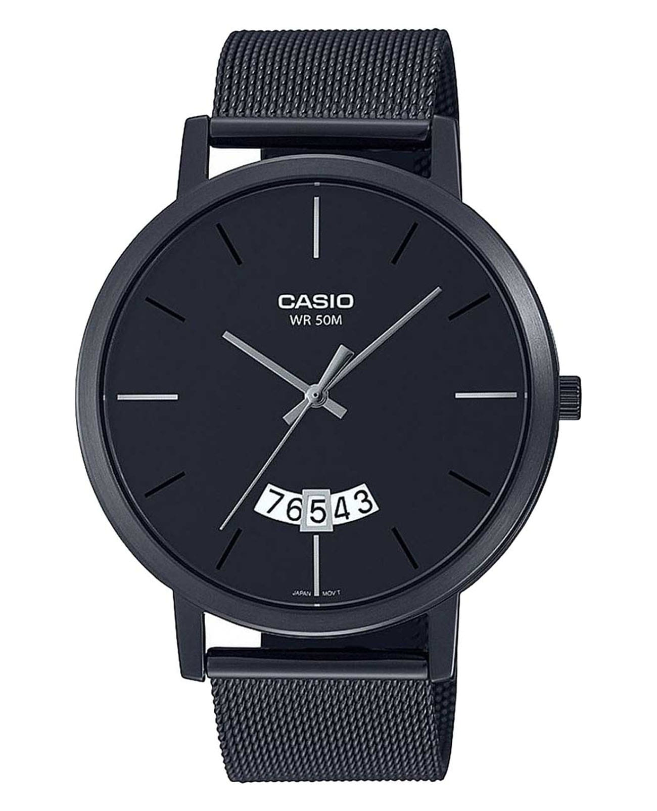 Casio Casio Collection MTP-B100MB-1E  MTP-B100MB-1E кварцевые мужские часы черный циферблат, браслет нержавеющая сталь с ip-покрытием — вид спереди