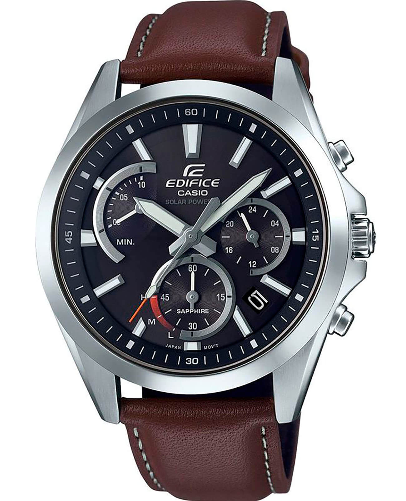 Casio Casio Edifice EFS-S530L-5A EFS EFS-S530L-5A автокварц (кинетик) мужские часы черный циферблат, браслет кожаный — вид спереди