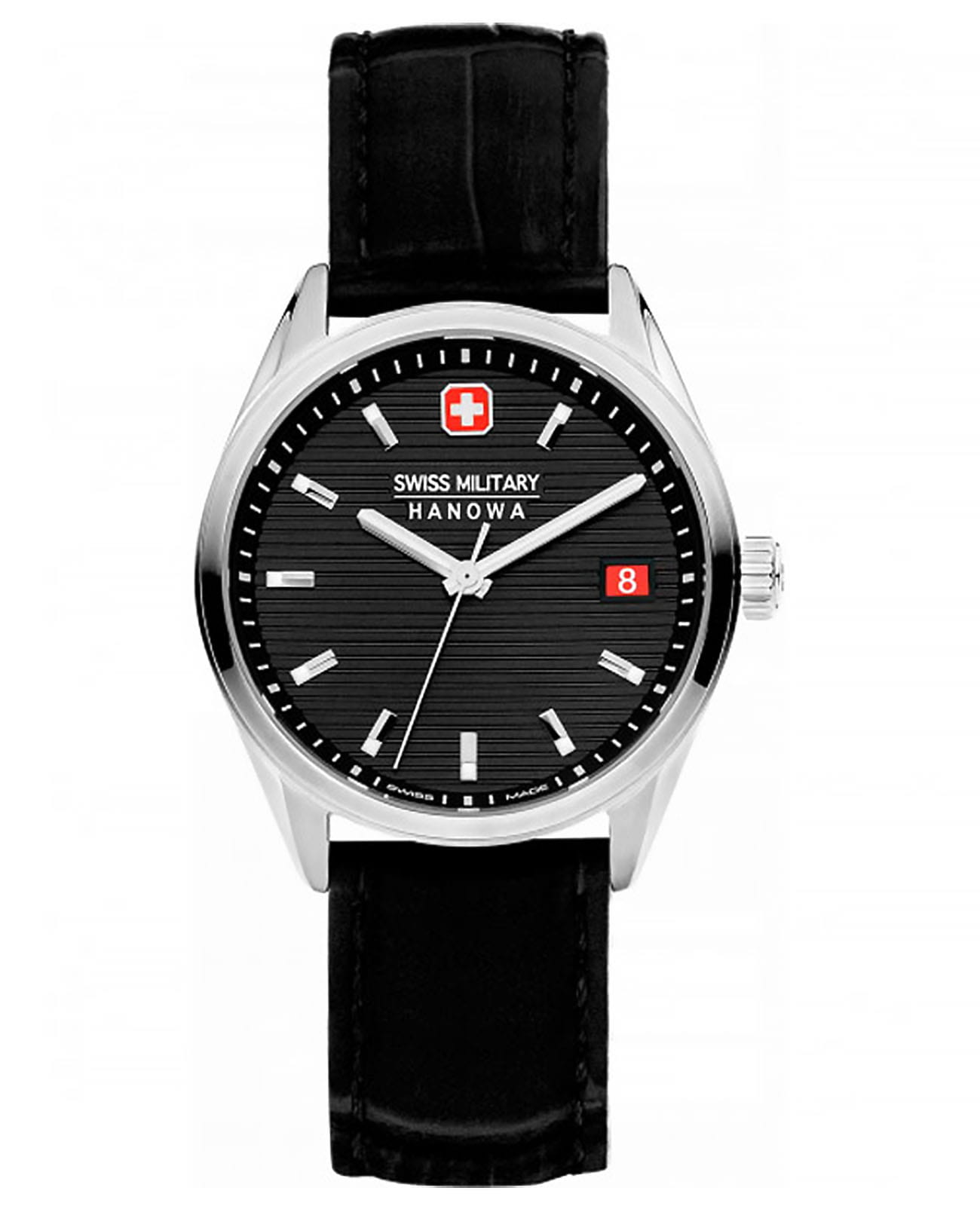 Swiss Military Hanowa Swiss Military Hanowa Roadrunner Lady SMWLB2200204  SMWLB2200204 кварцевые женские часы черный циферблат, браслет кожаный — вид спереди