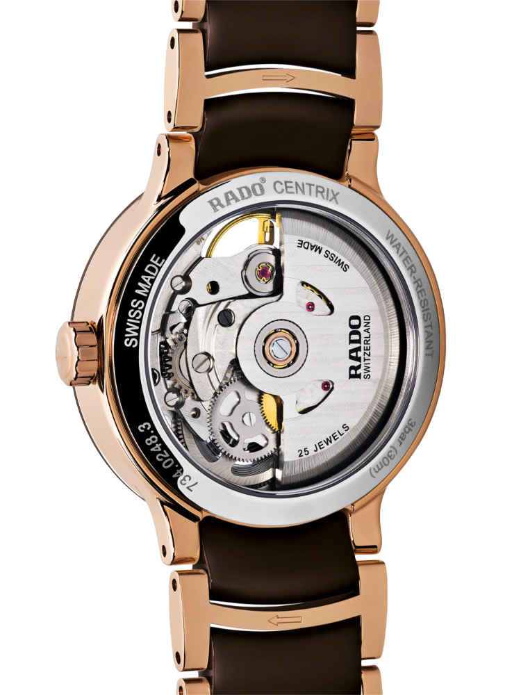 Rado Rado Centrix Automatic Diamonds Open Heart R30248712, centrix швейцария женские часы на браслете сталь + pvd + керамика боковой вид