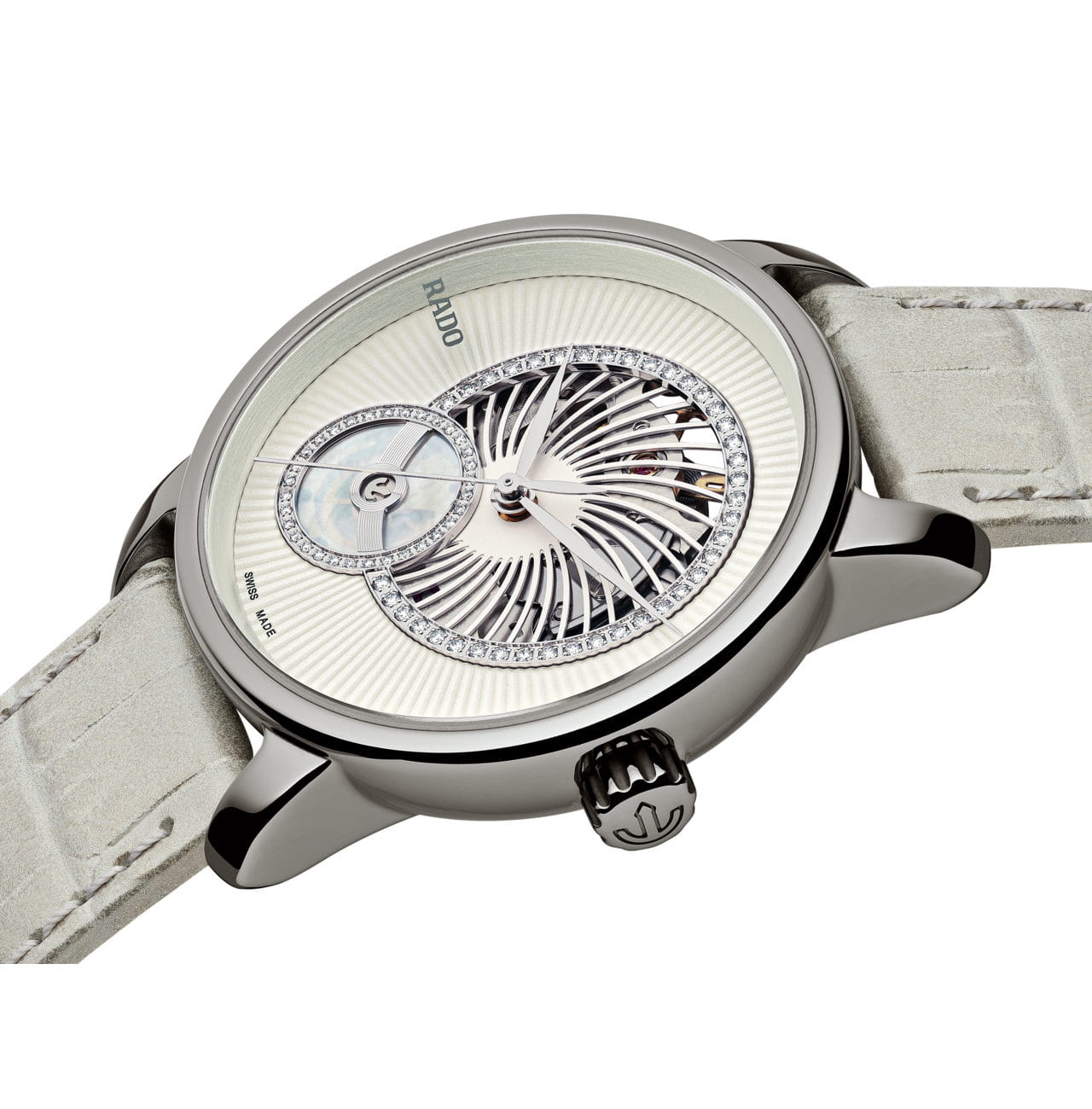 Rado Rado Diamaster Automatic Open Heart R14056935, diamaster швейцария женские часы на браслете кожаный боковой вид