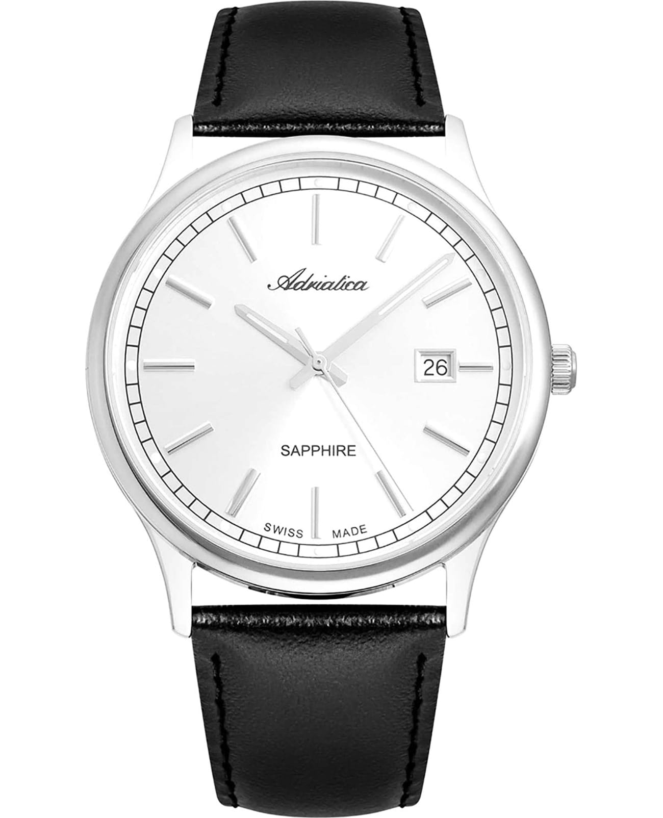 Adriatica Adriatica Pairs A1293.5213Q  A1293.5213Q кварцевые мужские часы белый циферблат, браслет кожаный — вид спереди