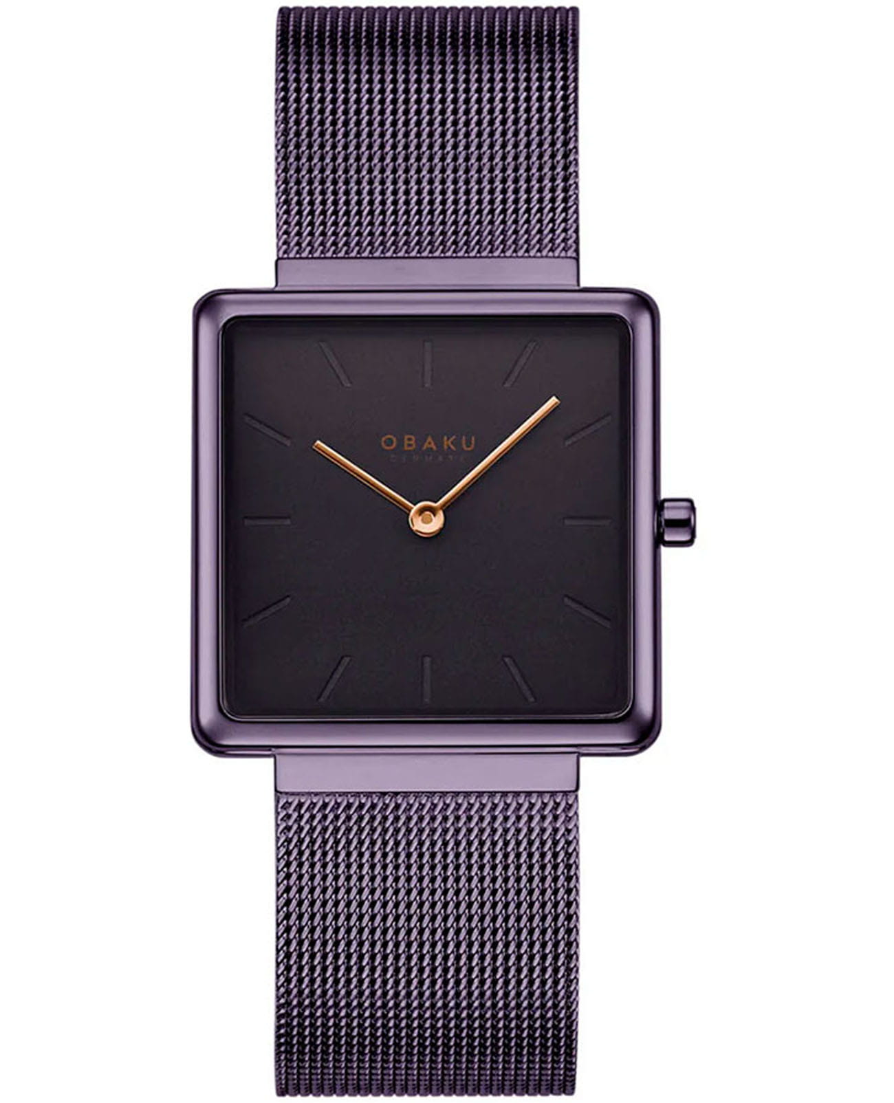 Obaku Obaku Kvadrat V236LXNNMN  V236LXNNMN кварцевые женские часы черный циферблат, браслет нержавеющая сталь с ip-покрытием — вид спереди