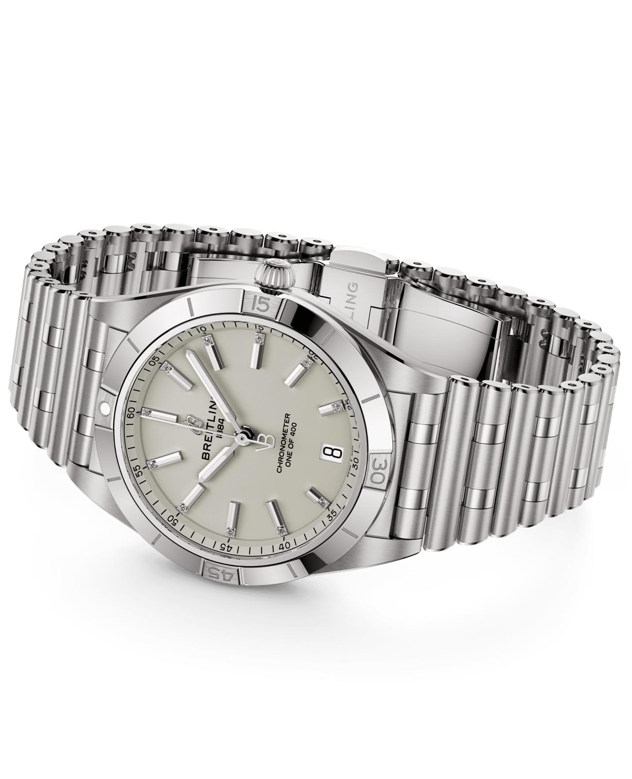 Breitling Breitling Chronomat Automatic 36 Victoria Beckham A103801A1G1A1, chronomat швейцария женские часы на браслете нержавеющая сталь боковой вид