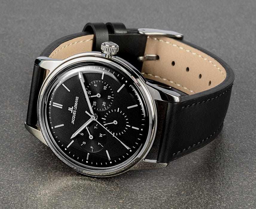 Jacques Lemans Jacques Lemans Retro Classic 1-2061A,  австрия мужские часы на браслете кожаный боковой вид