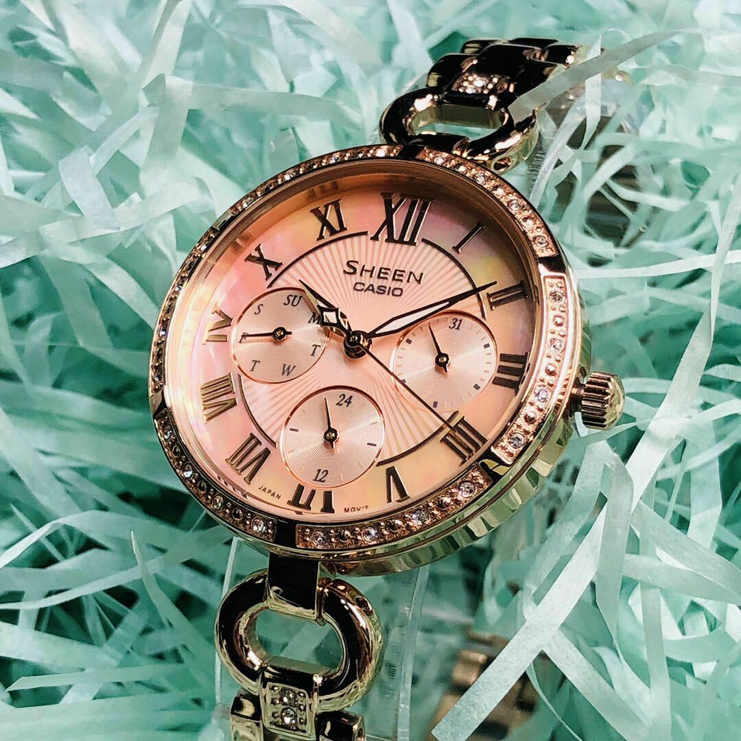 Casio Casio Sheen SHE-3067PG-4A, sheen япония женские часы на браслете сталь с ip покрытием боковой вид