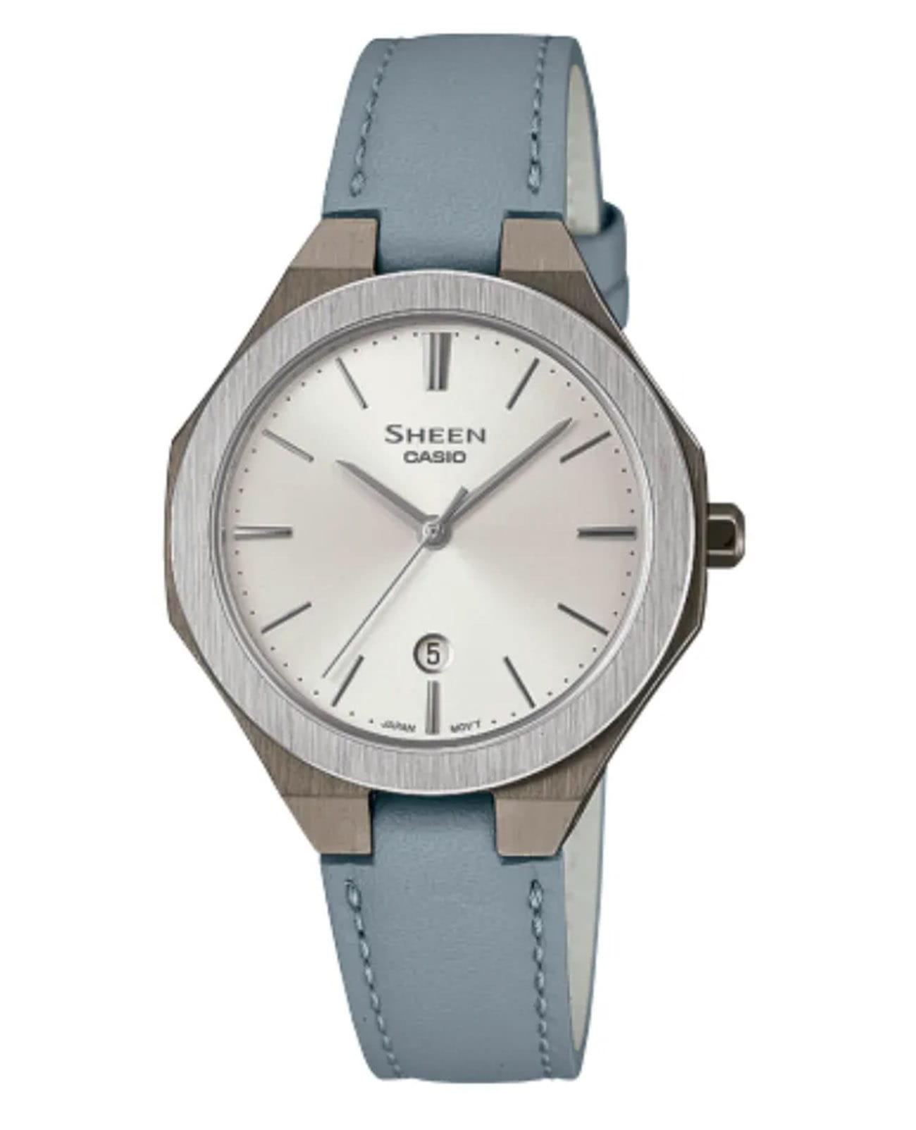 Casio Casio Sheen SHE-4563GYL-7AUDF  SHE-4563GYL-7AUDF кварцевые женские часы белый циферблат, браслет кожаный — вид спереди