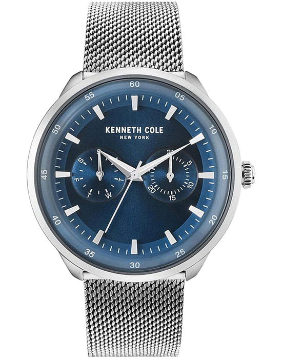 Kenneth Cole Kenneth Cole KC50577003  KC50577003 кварцевые мужские часы синий циферблат, браслет нержавеющая сталь — вид спереди