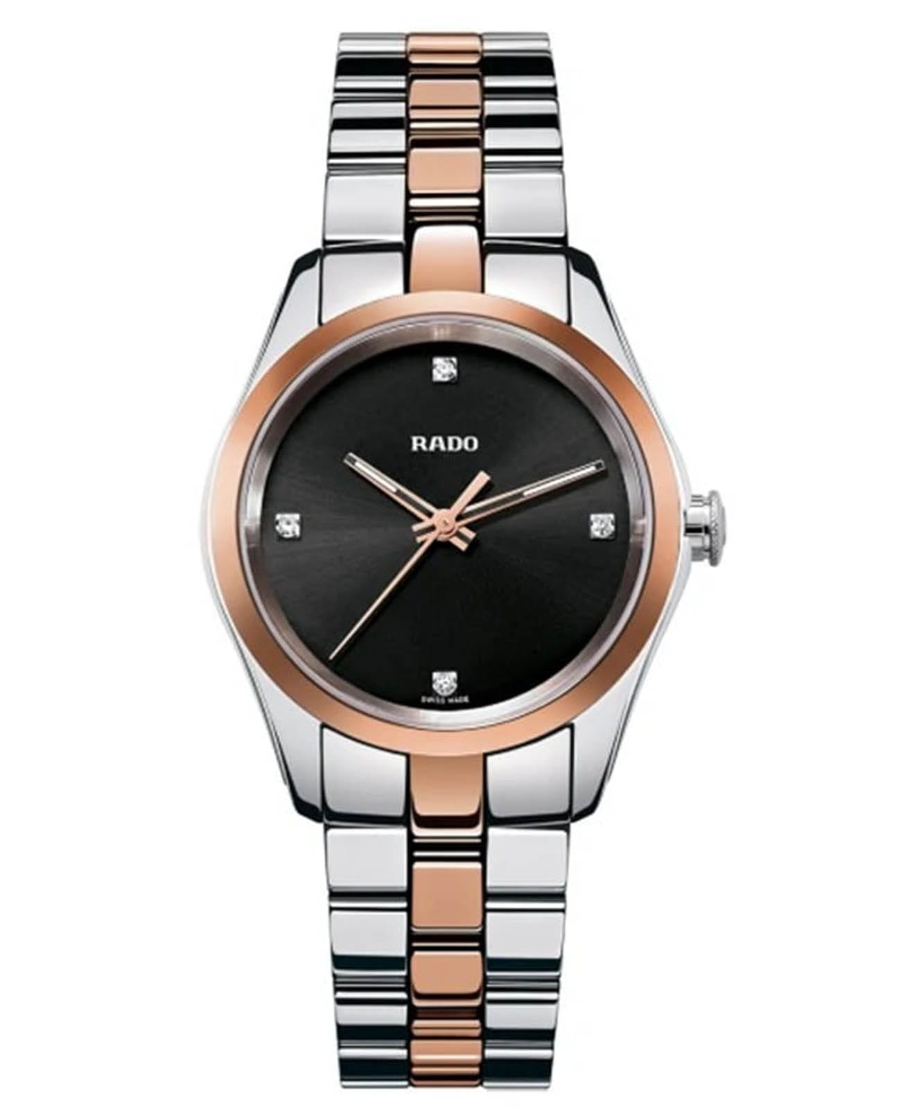 Rado Rado Hyperchrome Automatic Diamonds R32976722  R32976722 кварцевые женские часы черный циферблат, браслет сталь + ceramos™ — вид спереди